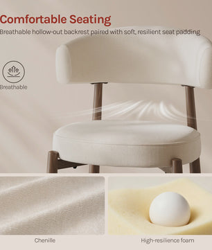 Set van 2 Mid-Century Modern Eetkamerstoelen - Chenille Gestoffeerd met Metalen Poten - Ergonomisch & Stijlvol
