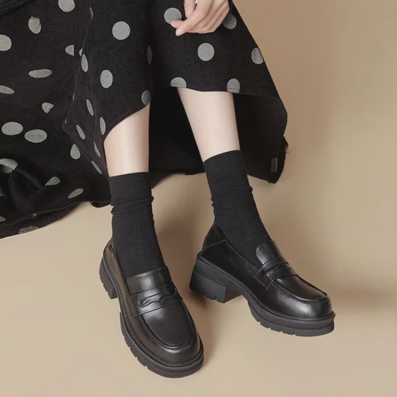 Dames Platform Loafers - Britse Stijl, Comfortabel & Modieus voor Dagelijks Gebruik