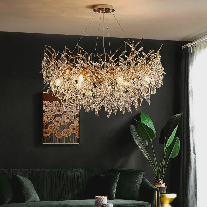 Luxe Gouden Kristallen LED Kroonluchter - Plafondlamp & Hanglamp voor Woonkamer, Eetkamer, Slaapkamer
