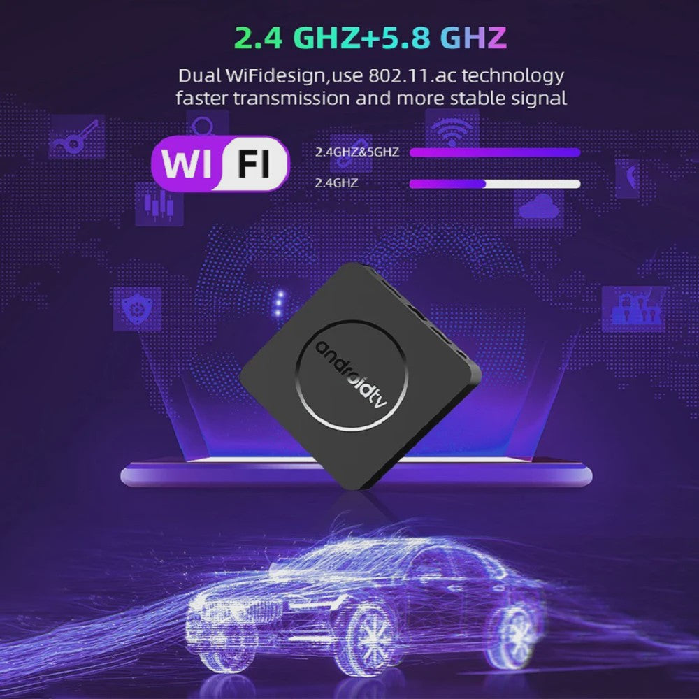 Android TV Box Q10: 8K Ultra HD Media Player met Dual Band WiFi & Google Voice Assistant