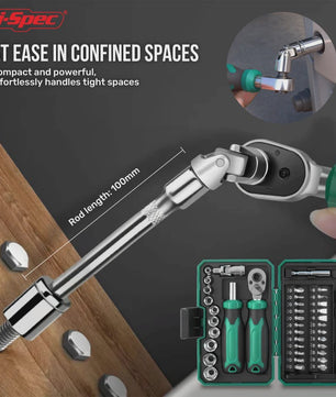 Hi-Spec 40-delige Ratel Socket Bit Set - 1/4" Drive Quick-Release, Cr-V Staal