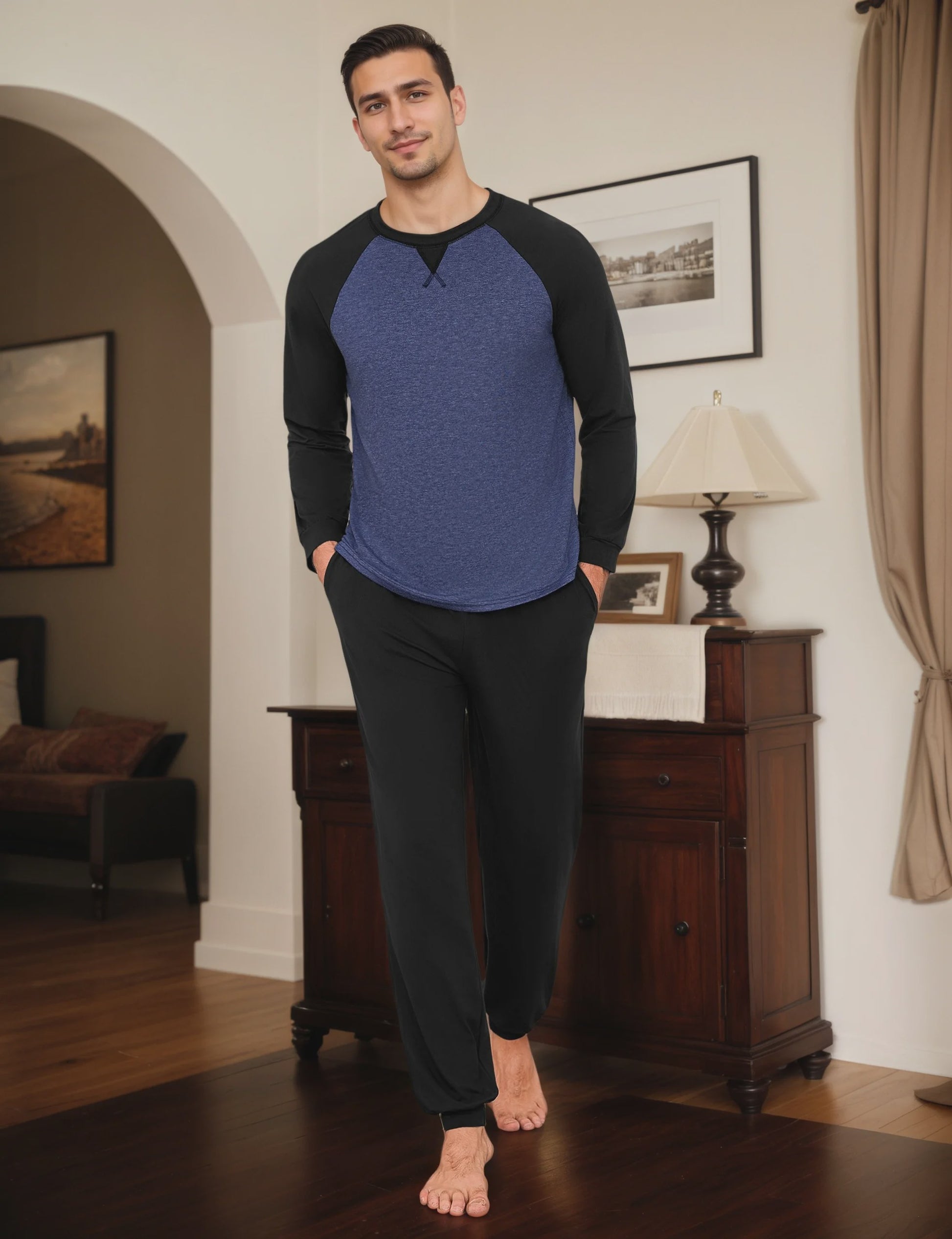 Herenset Katoenen Pyjama Lange Mouw - Comfortabel & Ademend Loungewear
