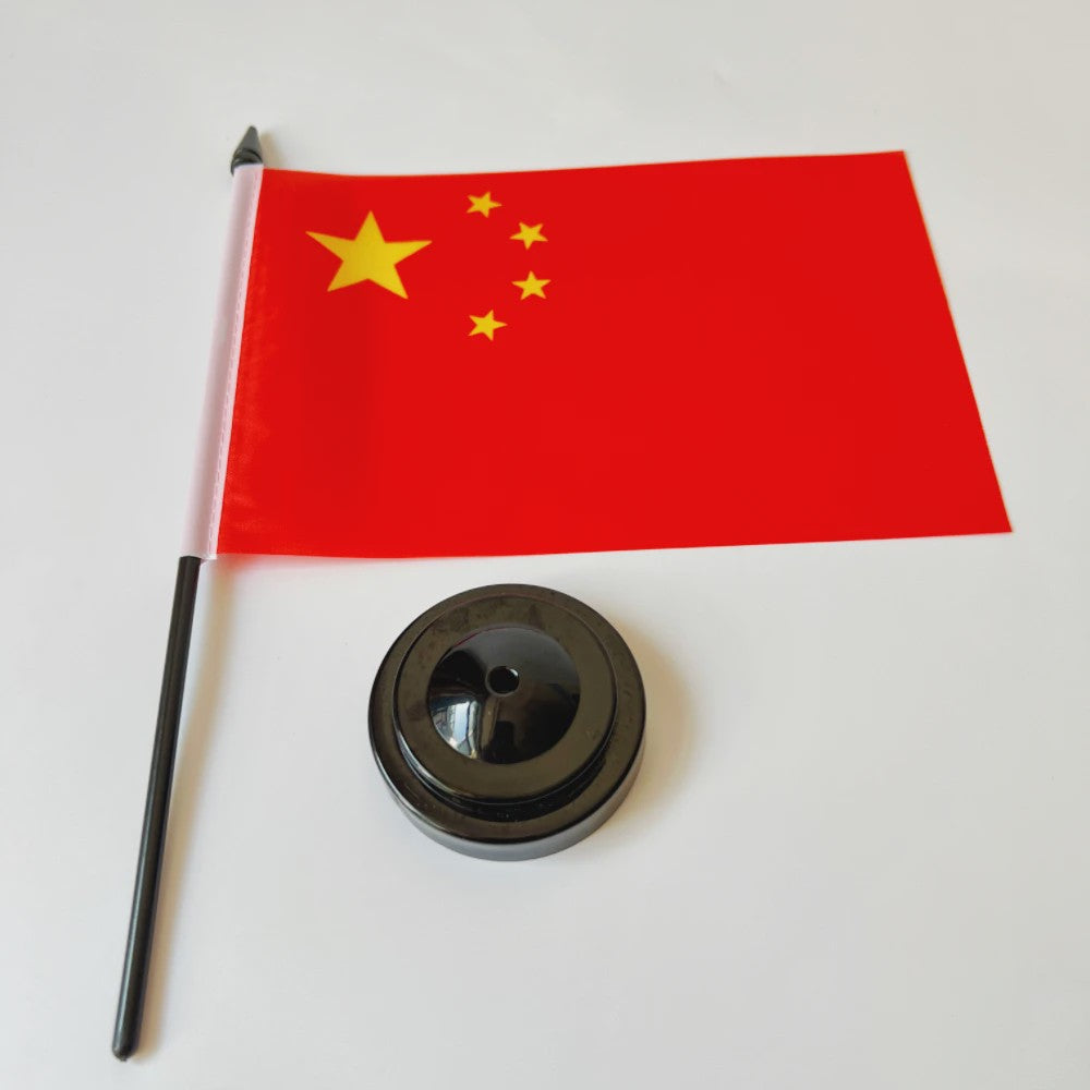 Chinese Bureauvlag 14x21cm - Officiële Nationale Vlag met Standaard