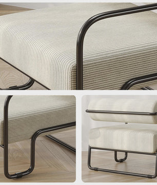 Moderne Corduroy Accent Chair met Zwart Metalen Frame - Stijlvolle Fauteuil voor de Woonkamer