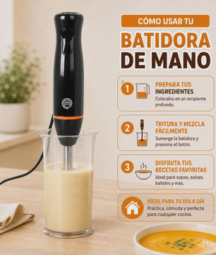 800W Staafmixer met RVS Bladen, Ergonomisch Ontwerp en 500ml Maatbeker - Zwart/Zilver