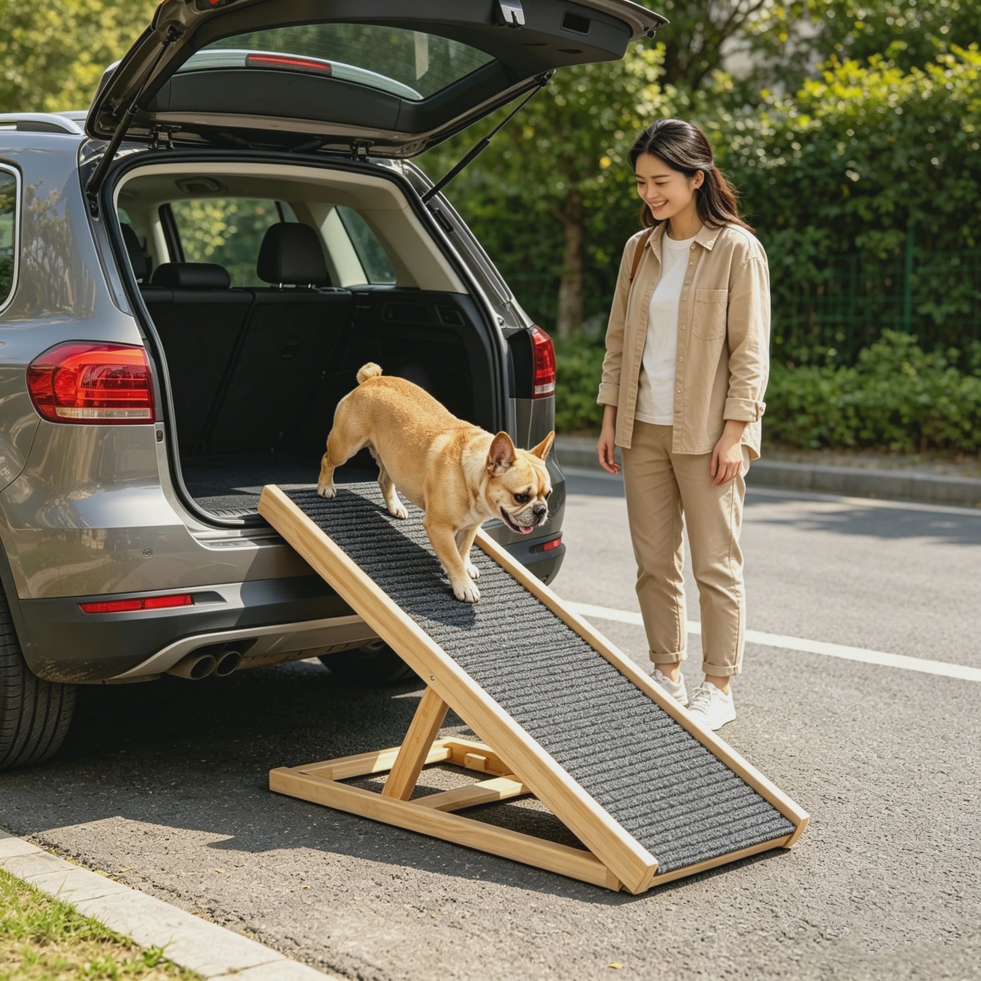 Verstelbare & Opvouwbare Hondentrap met Antislip Tapijt - Veilig Klimmen voor Senioren Honden & Katten