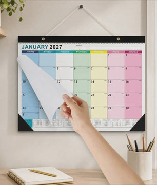 Grote Wandkalender 2027 met Dagplanning, Waterdichte Cover en Transparante Maandplanner