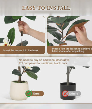 Kunst Magnolia Boom met Witte Pot - 150/180/210cm - Luxe Kunstplant voor Binnen