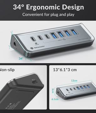 Yottamaster USB 3.2 Hub 10Gbps Type-C Docking Station met 5x USB 3.0 Poorten