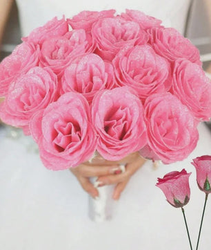 Glitter Rozen Boeket - Kunstbloemen voor Kerst, Valentijnsdag & Decoratie