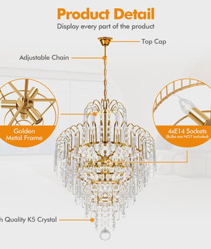 Luxe Kristallen Plafondlamp - Moderne Hanglamp voor Woonkamer & Bruiloft Decoratie