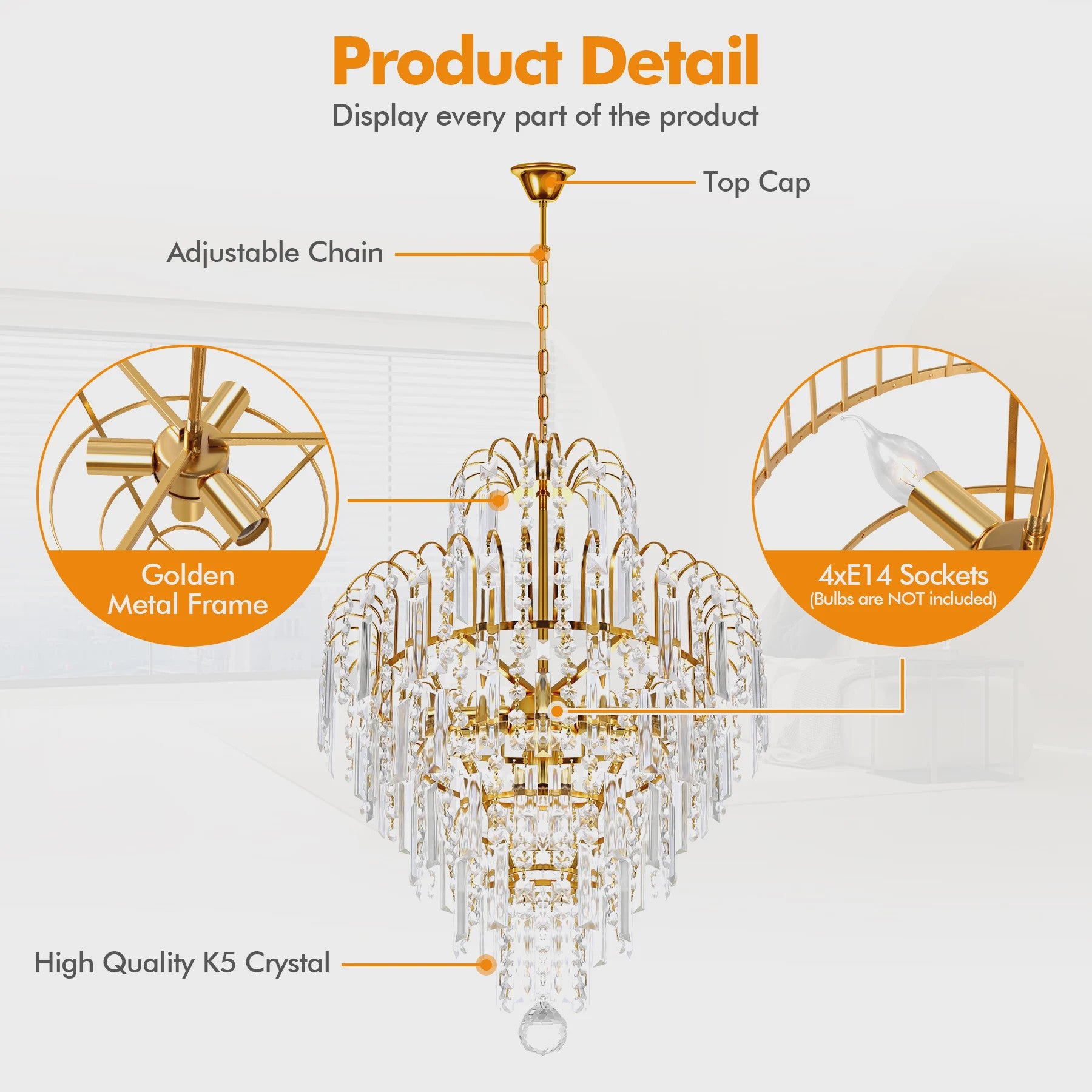 Luxe Kristallen Plafondlamp - Moderne Hanglamp voor Woonkamer & Bruiloft Decoratie