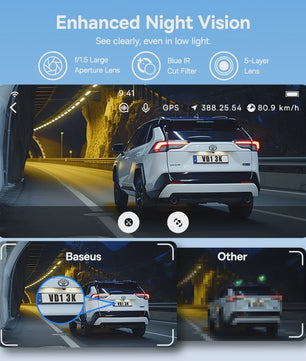 Baseus VD1 Dashcam: 3K Ultra HD, Dubbele Camera, GPS, Nachtzicht & App Bediening