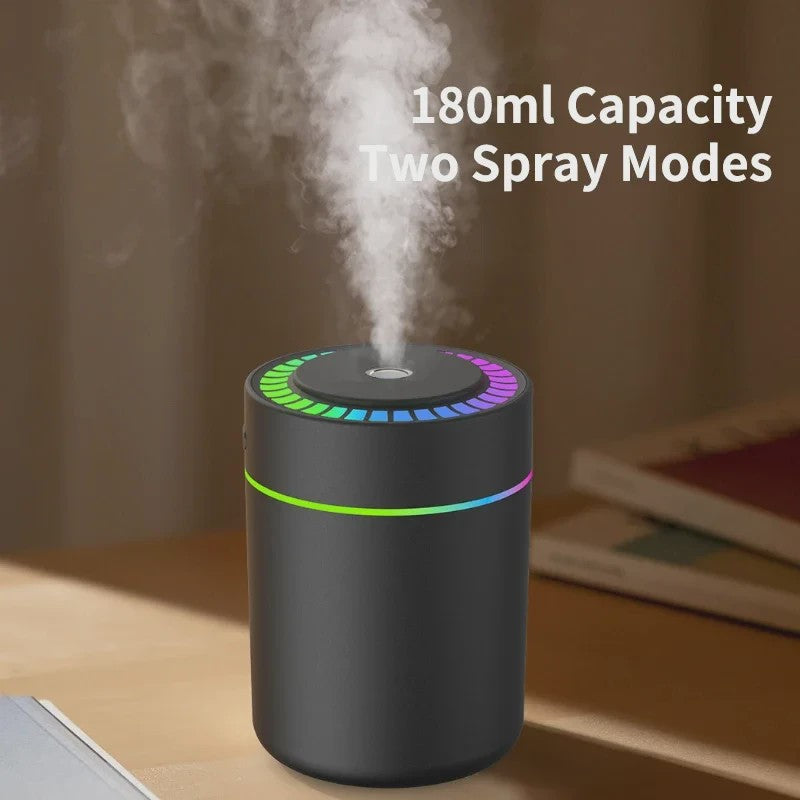 180ML Mini Luchtbevochtiger & Aroma Diffuser met USB en Sfeerverlichting - Ideaal voor Auto, Huis & Slaapkamer