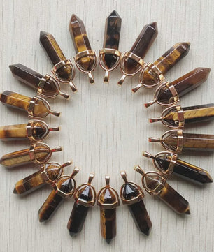 Natuurlijke Groene Aventurijn Kristal Pilaren Hangers - 24 Stuks Set voor Sieraden Maken