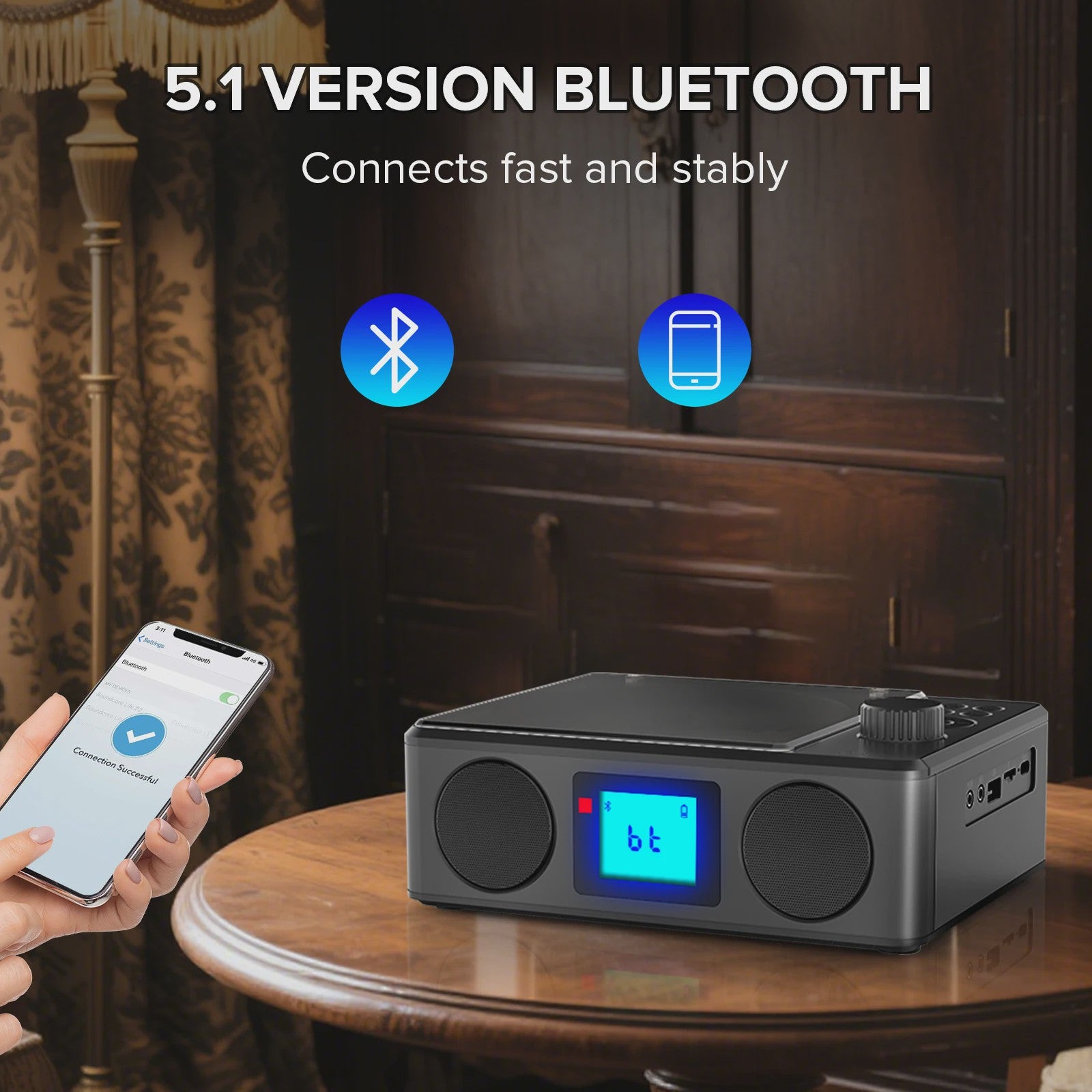 Draagbare CD-speler met Bluetooth, FM Radio, Afstandsbediening & Oplaadbaar