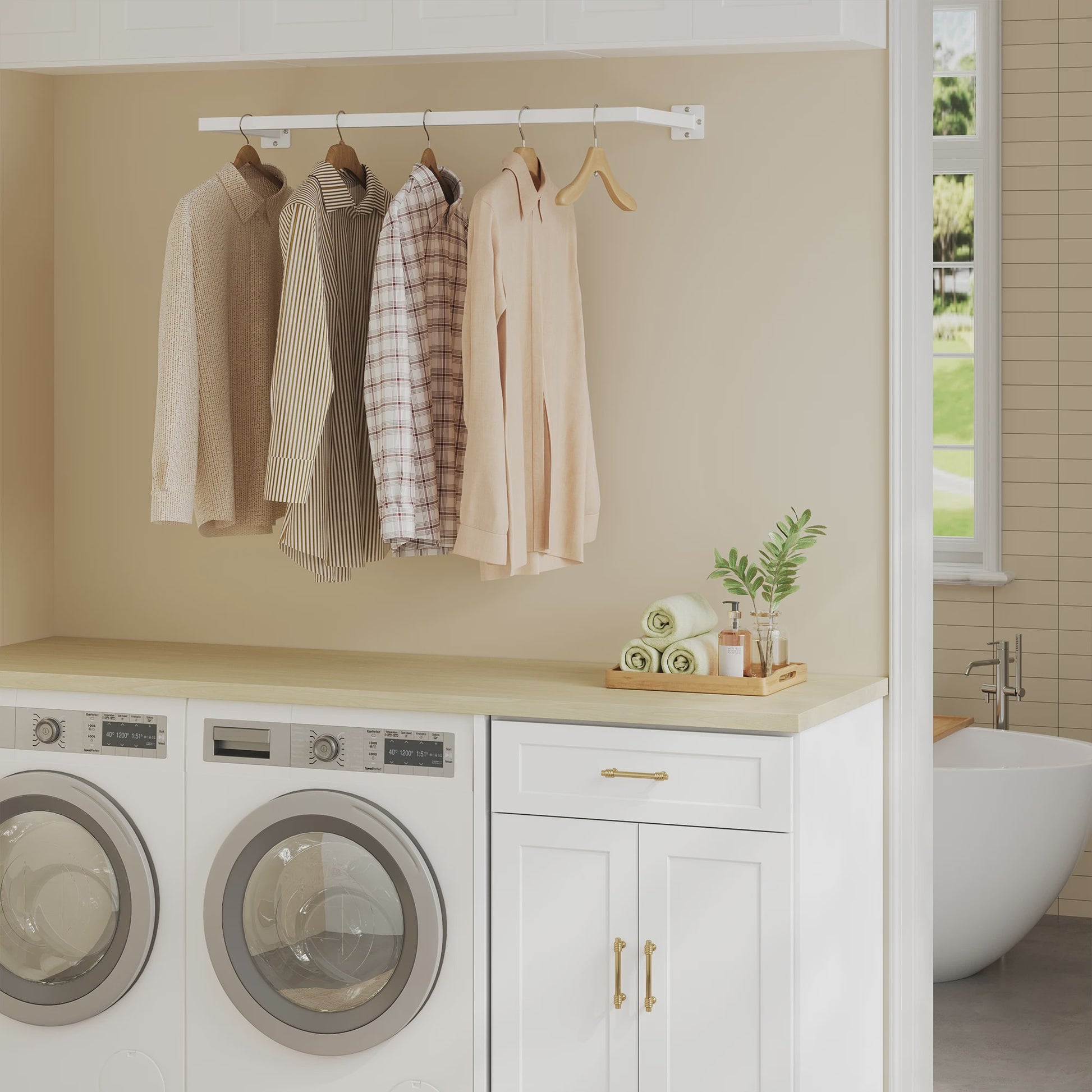 Industriële Wandkapstok Wit Metaal - Ruime Kledinghanger voor Hal, Slaapkamer