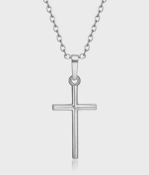 Eenvoudige Christelijke Kruis Ketting - Zilverkleurig, Lange Ketting voor Dames en Heren