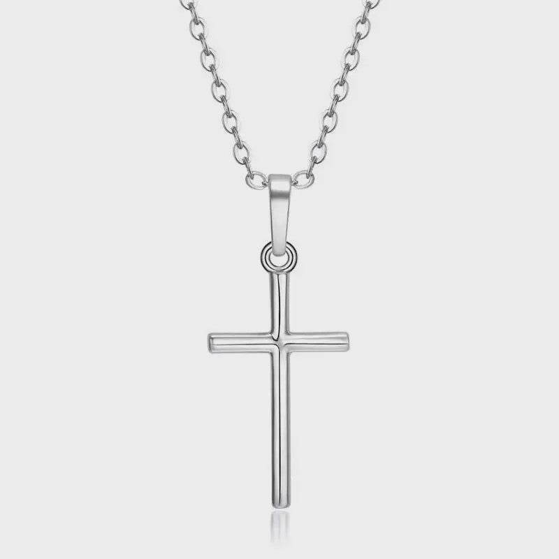 Eenvoudige Christelijke Kruis Ketting - Zilverkleurig, Lange Ketting voor Dames en Heren