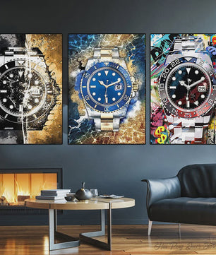 Luxe Horloge Canvas Schilderij - Pop Art Graffiti Muurdecoratie