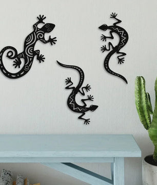 Metalen Gekko Wanddecoratie - Stijlvolle Hagedis Muurkunst voor Woonkamer & Slaapkamer
