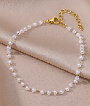 Gouden Anklet met Kralen en Bedels - Roestvrij Staal - Zomerse Strandjuwelen