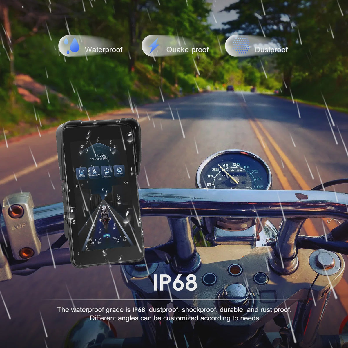 5" Smart Motorfiets Display met CarPlay, Android Auto & IP68 Waterdicht