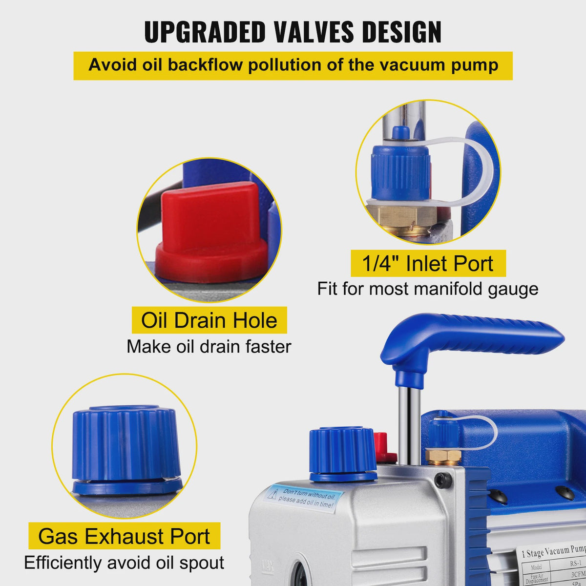Vacuümpomp 3CFM 1/4HP Enkeltraps - Koeling, HVAC & Vacuümverpakking