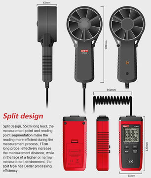 UNI-T UT363S Digitale Anemometer - Windsnelheid & Temperatuurmeter