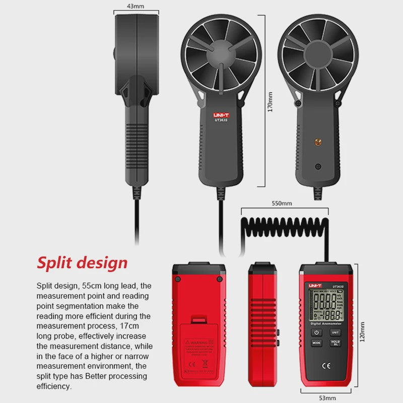 UNI-T UT363S Digitale Anemometer - Windsnelheid & Temperatuurmeter