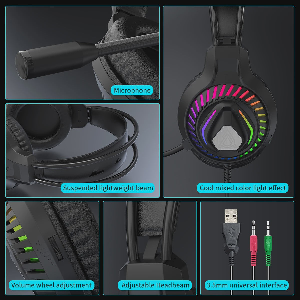 AJAZZ AT120 Gaming Set: Toetsenbord, Muis & Headset - 3-in-1 USB Peripherals