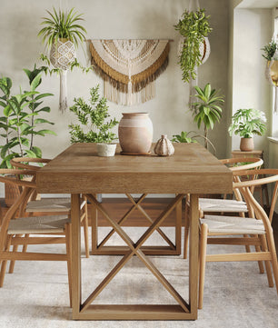 Eettafel 63 Inch Farmhouse Stijl - Bruin Hout - Geschikt voor 4-6 Personen