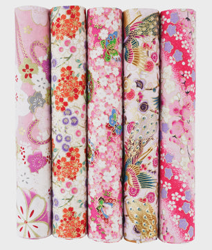 5x Japanse Katoen Stofjes Bundel - 25x25cm of 50x50cm - Patchwork & Quilt