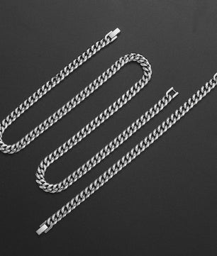 Set: 8MM Roestvrij Staal Vergrendelde Cubaanse Ketting & Armband voor Heren