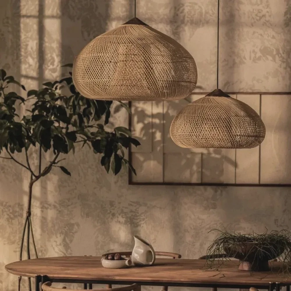 Handgemaakte Rotan Hanglamp Beige - Vintage Woven Wicker - E27 Fitting - Sfeervolle Verlichting