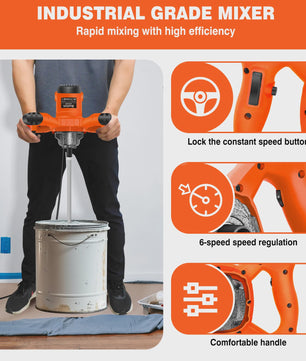 Krachtige 3800W Elektrische Cement Mixer met 6 Snelheden en Dubbele Handgreep