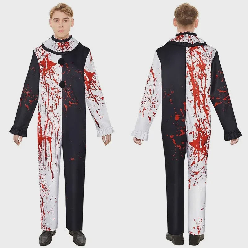 Bloedige Art the Clown Kostuum - Terrifier Killer Clown Jumpsuit voor Halloween & Carnavalsfeest