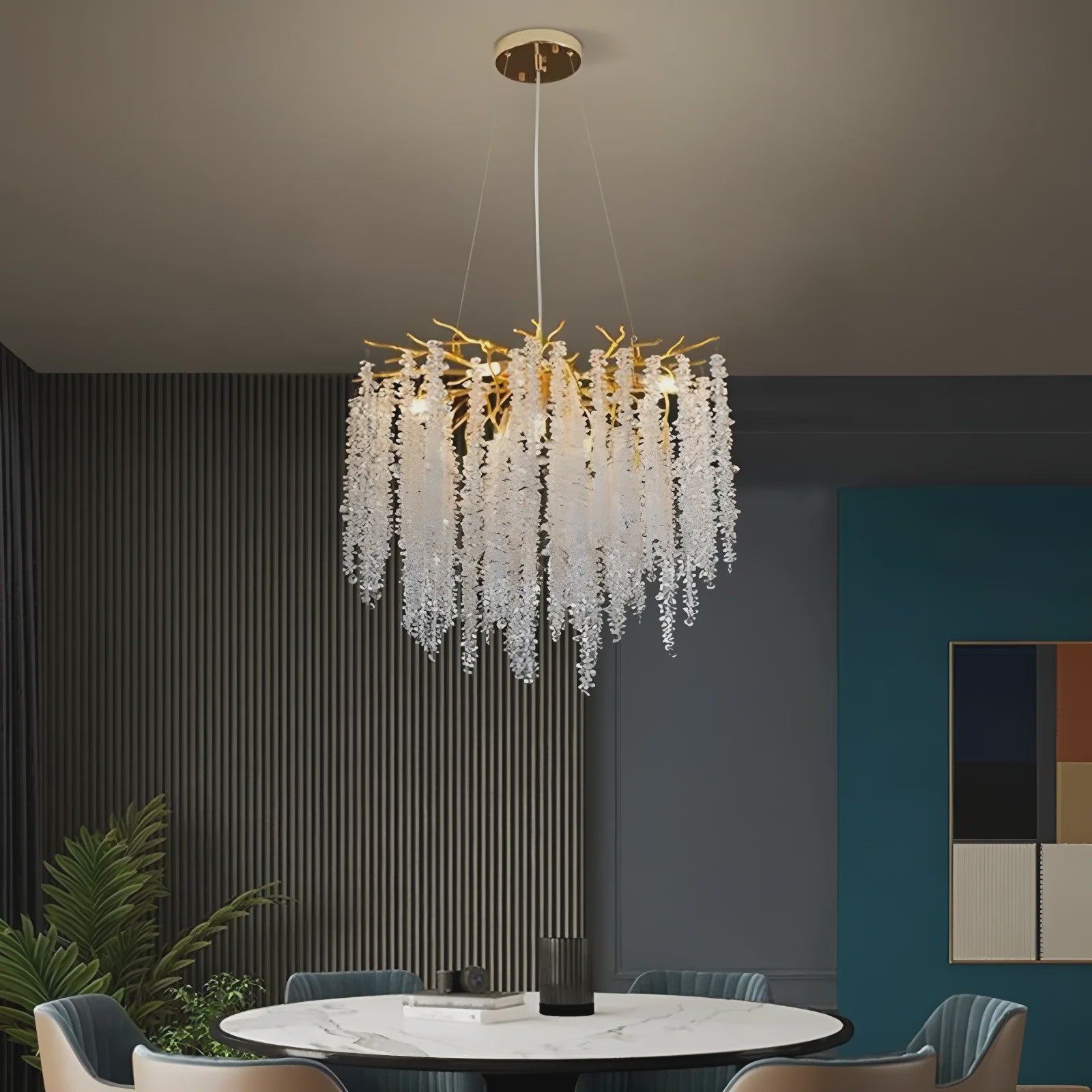Luxe Kristallen Kroonluchter met LED - Goudkleurig - Verstelbaar - Perfect voor Woon- en Slaapkamer