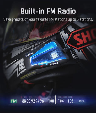 Lexin B4FM-X Bluetooth Motor Intercom Headset voor 10 Rijders met Muziek Delen
