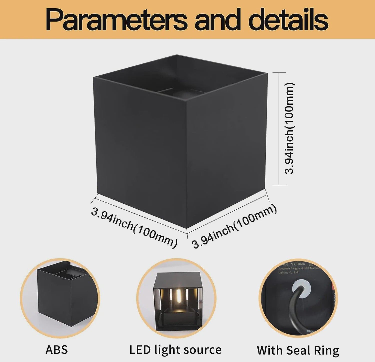 Moderne Vierkante LED Wandlamp - IP65 Waterdicht, Up/Down Verstelbaar Licht voor Buiten & Binnen