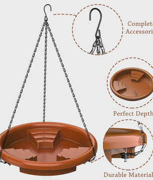 Vogelbad met Fontein & Ketting - Hangend Vogelbad voor Tuin & Patio