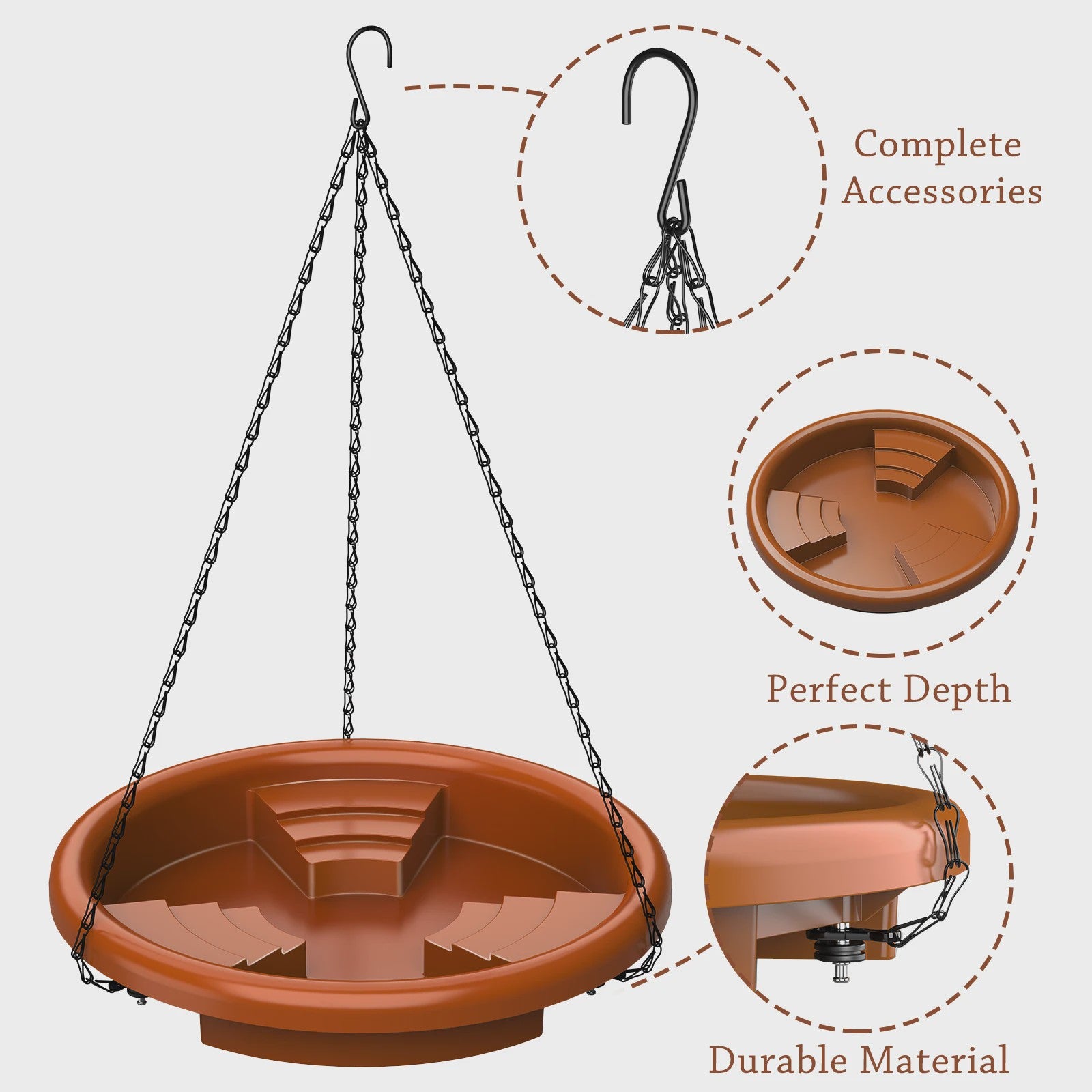 Vogelbad met Fontein & Ketting - Hangend Vogelbad voor Tuin & Patio