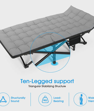 Opvouwbaar Campingbed - Draagbaar en Robuust Kampeerbed voor Volwassenen - 200kg Draagvermogen