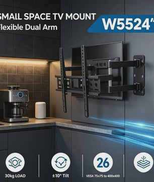WETECH W5524 TV Muurbeugel - Dubbele Arm, 26-55 Inch, 30kg, Kantelbaar, VESA 75-400mm