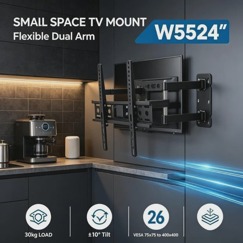 WETECH W5524 TV Muurbeugel - Dubbele Arm, 26-55 Inch, 30kg, Kantelbaar, VESA 75-400mm