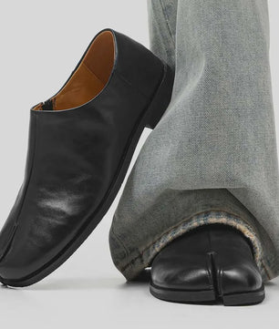 Luxe Leren Heren Tabi Slippers - Retro Split-Toe Design