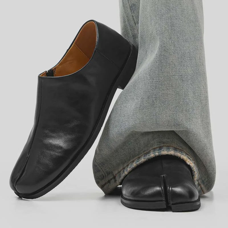 Luxe Leren Heren Tabi Slippers - Retro Split-Toe Design