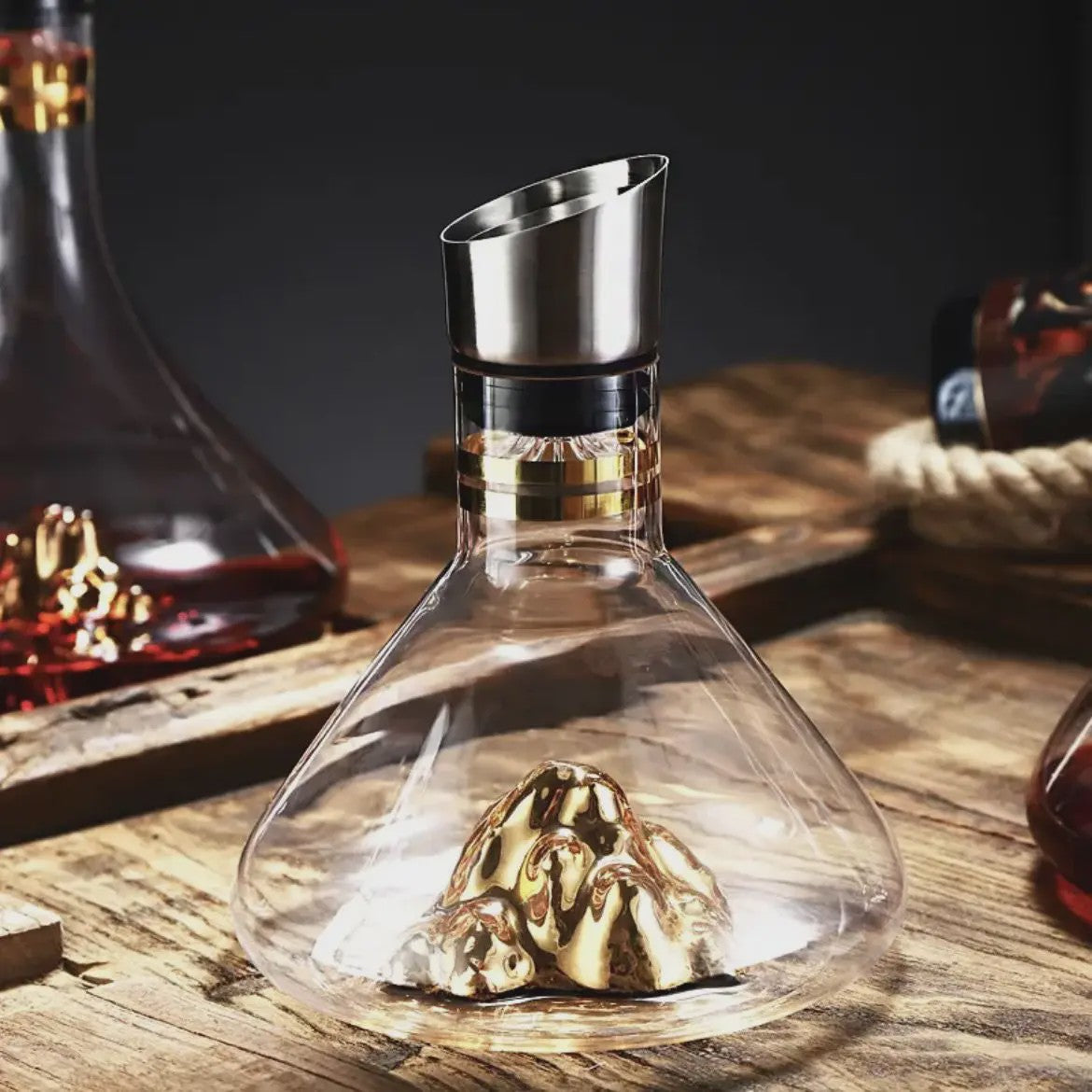 Luxe Kristallen Wijnkaraf 1500ML - Iceberg Design, Handgemaakt, Loodvrij, Wijnschenker & Dispenser