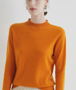 Dames Pullover Trui met Halve Hoge Hals - Zachte Gebreide Basic Top