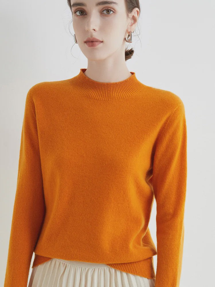 Dames Pullover Trui met Halve Hoge Hals - Zachte Gebreide Basic Top